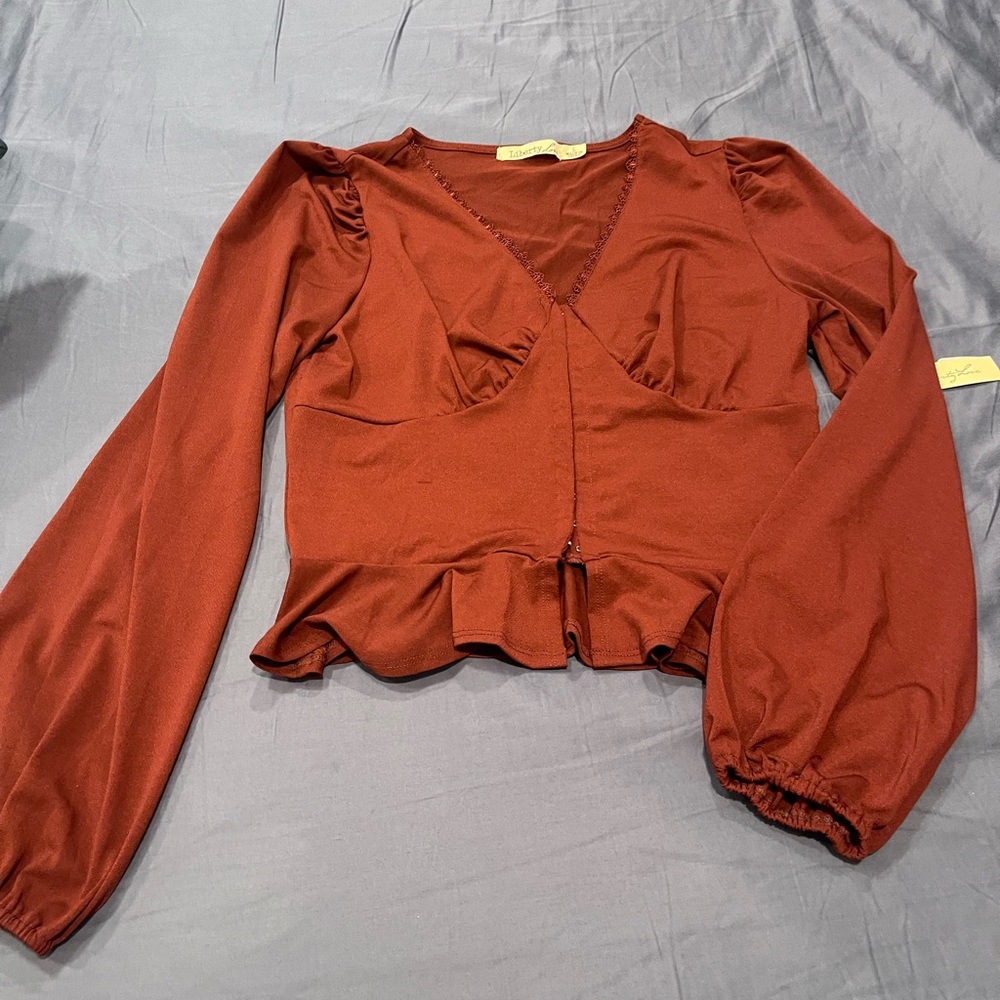 Elegant burgundy Long Sleeve Top